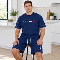 Men's Summer Tracksuit Set - 2-Piece Short Sleeve O-Neck Running Suit Plus Size T-shirt