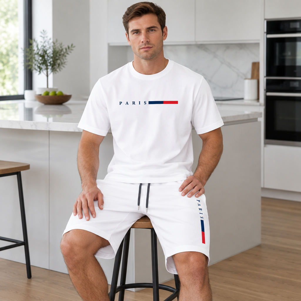 Men's Summer Tracksuit Set - 2-Piece Short Sleeve O-Neck Running Suit Plus Size T-shirt