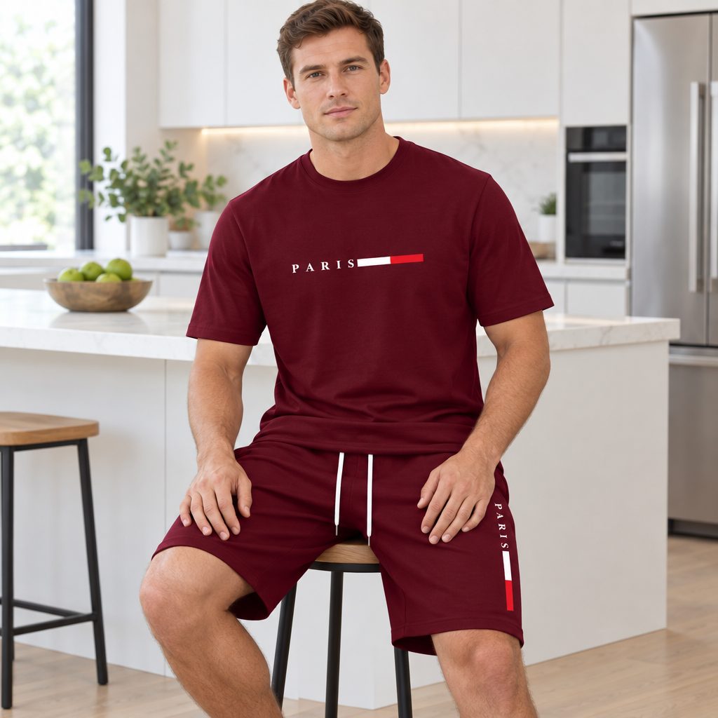 Men's Summer Tracksuit Set - 2-Piece Short Sleeve O-Neck Running Suit Plus Size T-shirt
