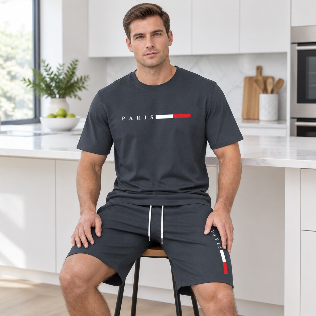 Men's Summer Tracksuit Set - 2-Piece Short Sleeve O-Neck Running Suit Plus Size T-shirt