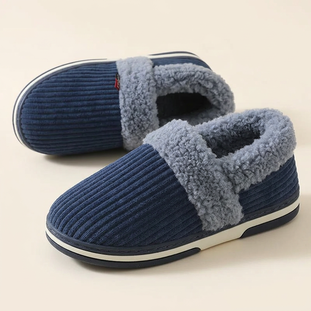 Men’s Plush Winter Slippers – Soft, Warm Indoor Shoes with Non-Slip Rubber Soles