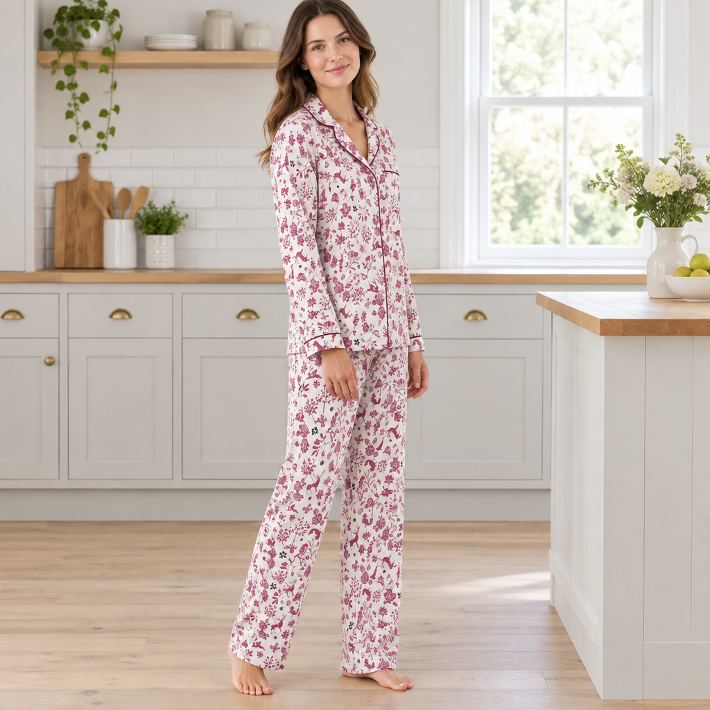 Γυναικεία Πυτζάμα Woodland Cuddleskin με Βουρτσισμένη Υφή