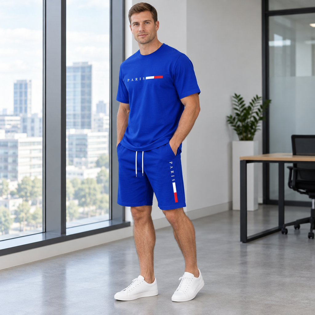 Men's Summer Tracksuit Set - 2-Piece Short Sleeve O-Neck Running Suit Plus Size T-shirt