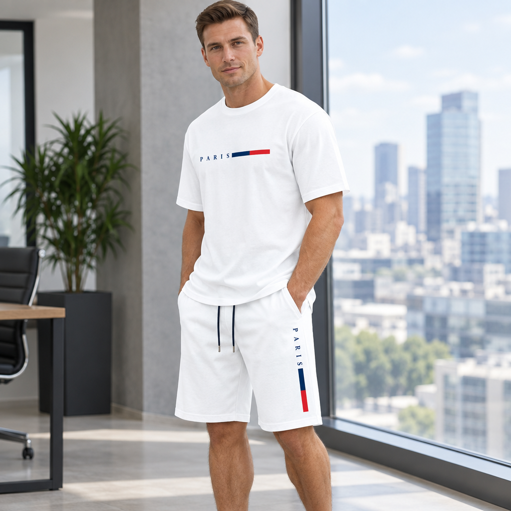 Men's Summer Tracksuit Set - 2-Piece Short Sleeve O-Neck Running Suit Plus Size T-shirt