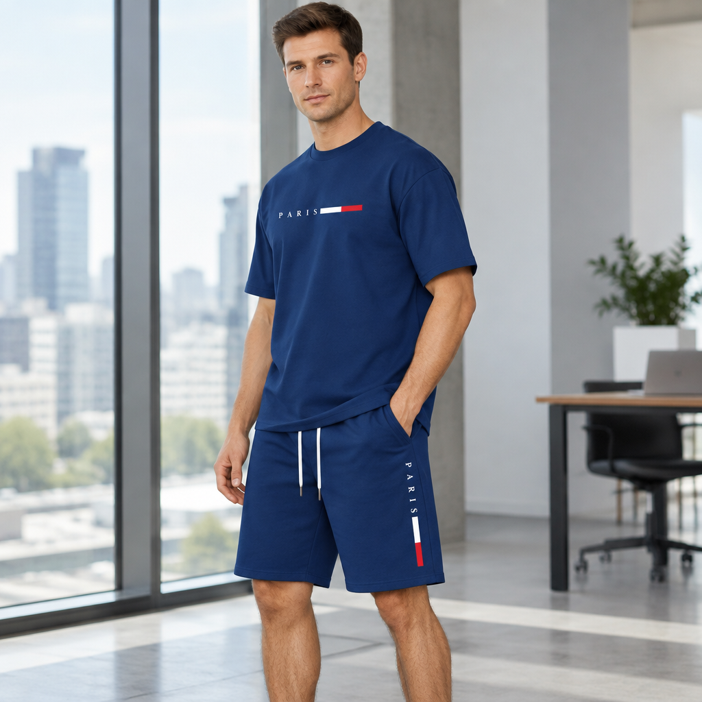 Men's Summer Tracksuit Set - 2-Piece Short Sleeve O-Neck Running Suit Plus Size T-shirt