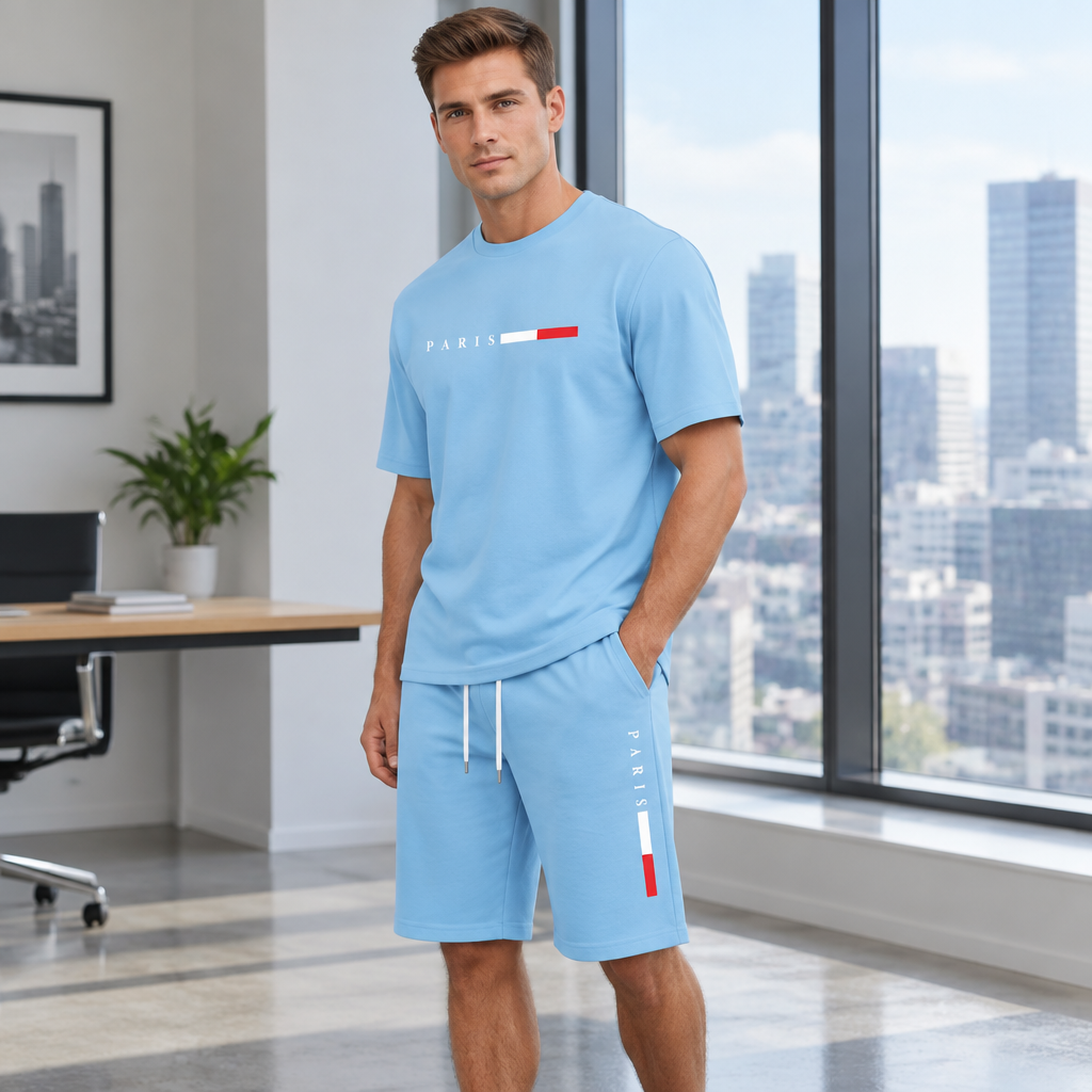 Men's Summer Tracksuit Set - 2-Piece Short Sleeve O-Neck Running Suit Plus Size T-shirt