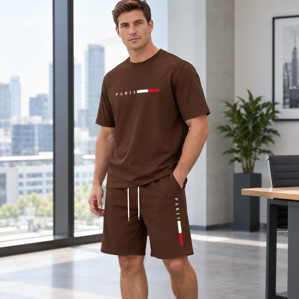 Men's Summer Tracksuit Set - 2-Piece Short Sleeve O-Neck Running Suit Plus Size T-shirt