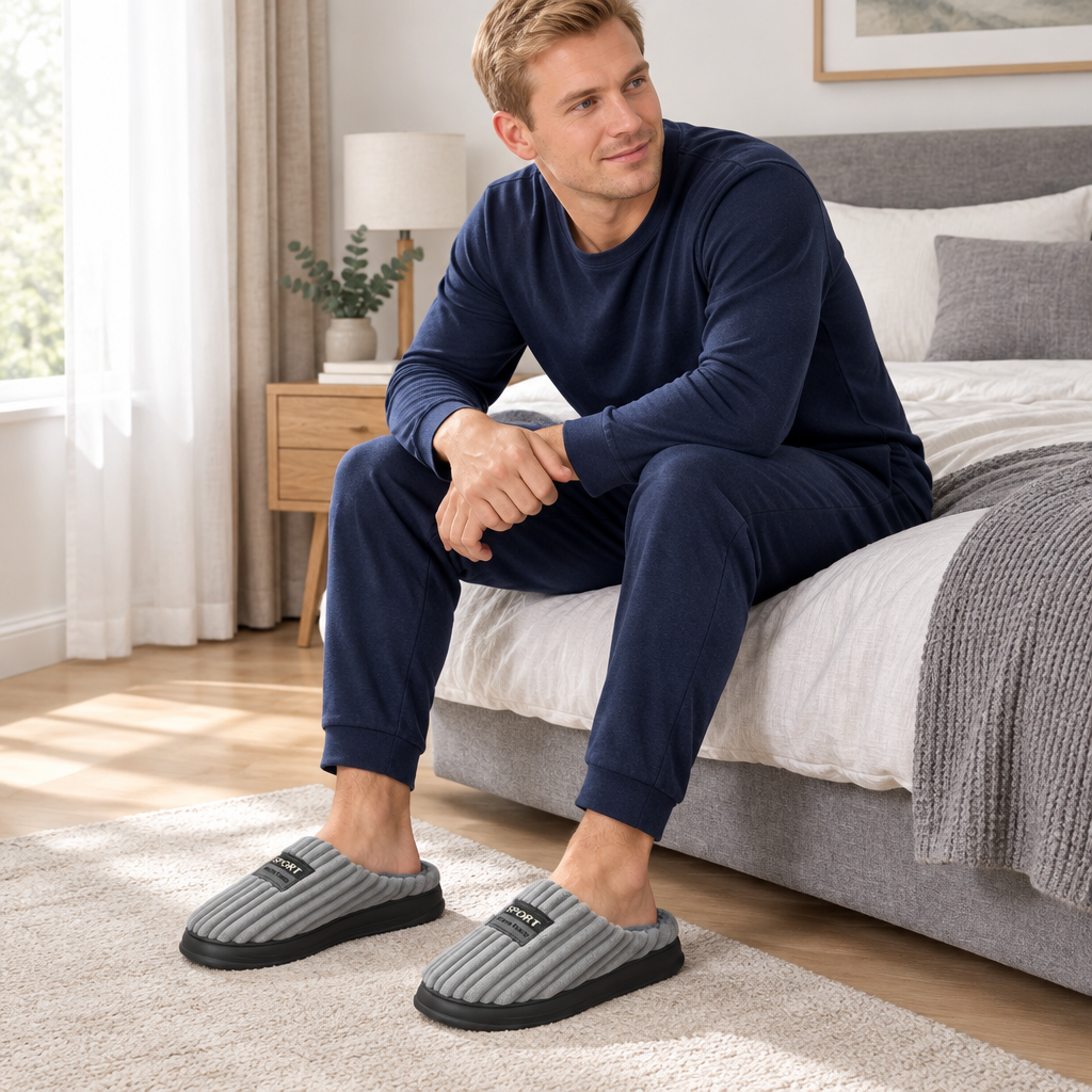 Experience Ultimate Comfort with Men's Winter Suede Slippers