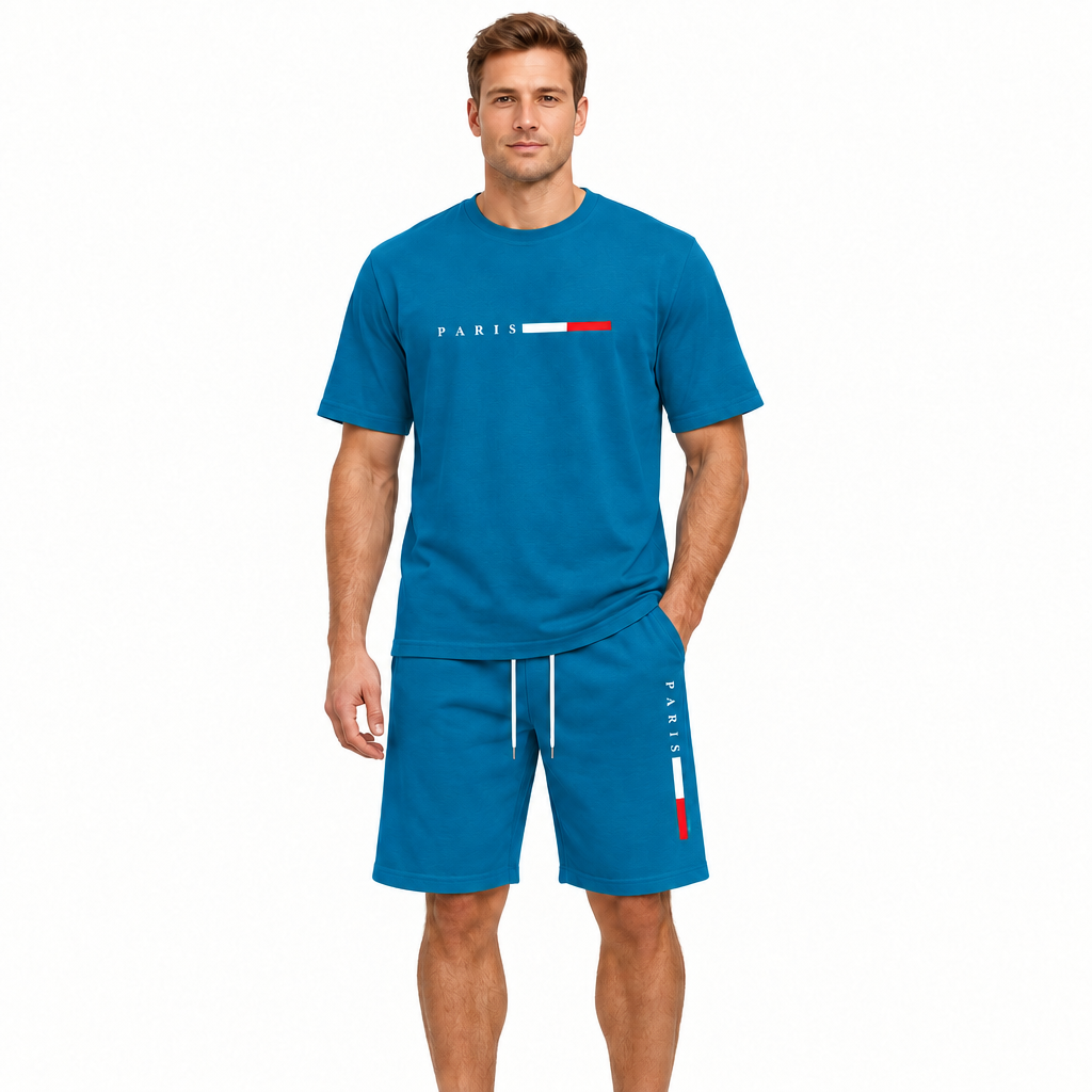 Men's Summer Tracksuit Set - 2-Piece Short Sleeve O-Neck Running Suit Plus Size T-shirt