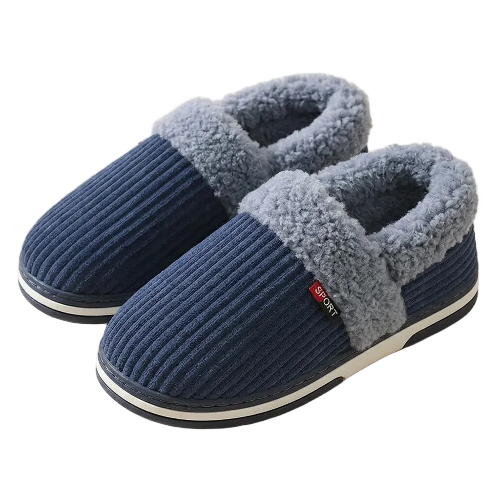 Men’s Plush Winter Slippers – Soft, Warm Indoor Shoes with Non-Slip Rubber Soles