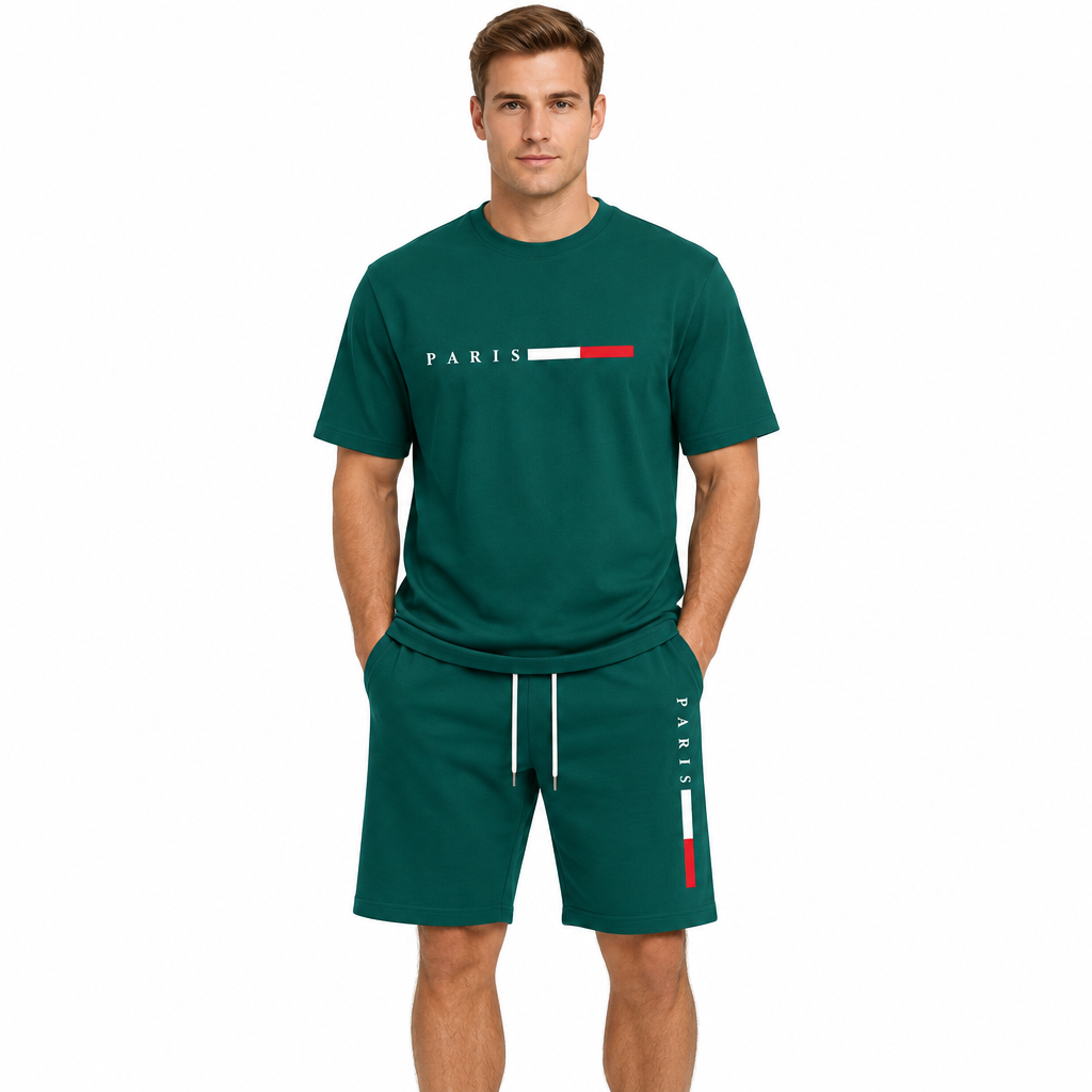 Men's Summer Tracksuit Set - 2-Piece Short Sleeve O-Neck Running Suit Plus Size T-shirt