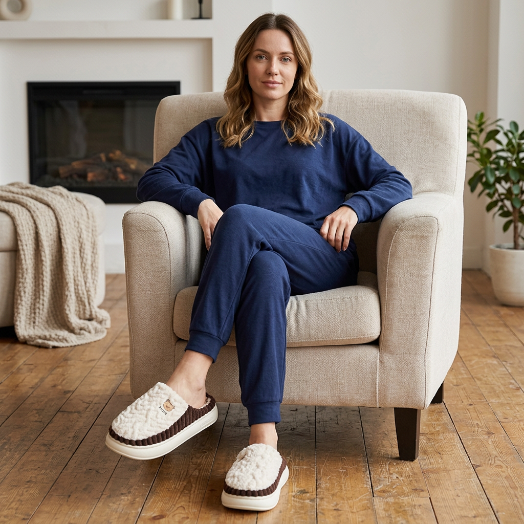 Cute Bear Plush Slippers: Warm and Stylish Fleece Shoes for Cozy Living