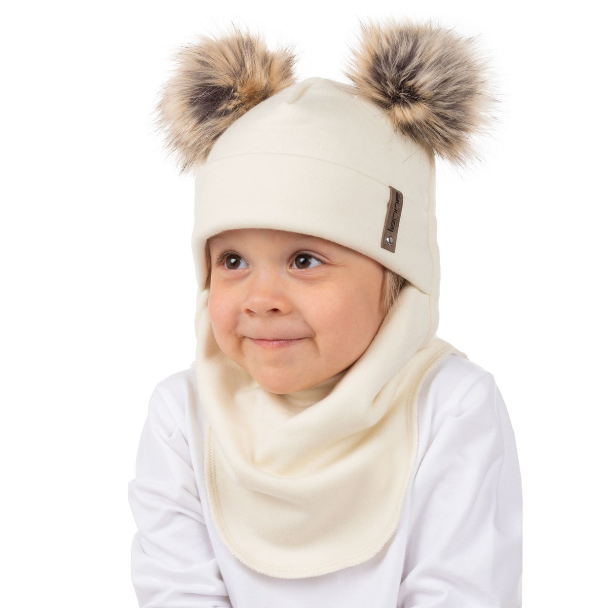White Merino Wool Double Pom-Pom Balaclava