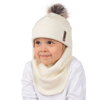 White Merino Wool Pom-Pom Balaclava