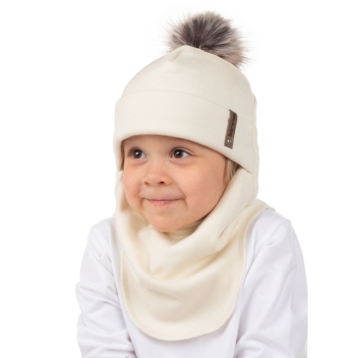 White Merino Wool Pom-Pom Balaclava