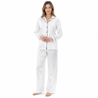 Women’s Long-Sleeve Pyjama Set with Contrast Piping