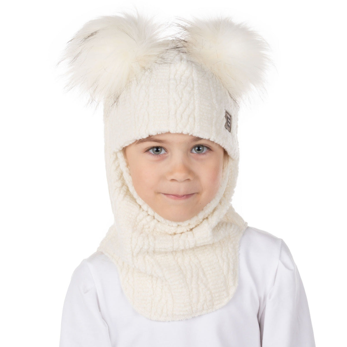 White Warm Balaclava with Merino Wool Lining