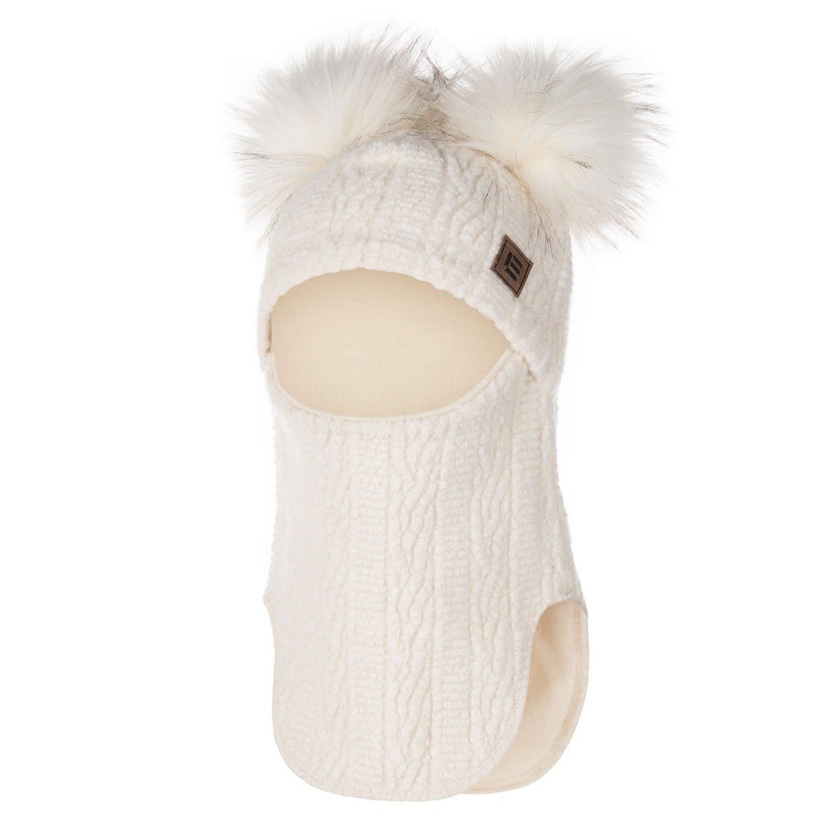 White Warm Balaclava with Merino Wool Lining