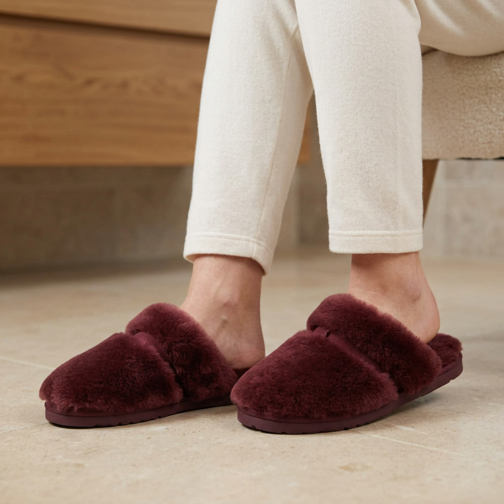 Cozy Sheepskin Winter Slippers for Women - Warm Indoor Fur Wool Slip-Ons