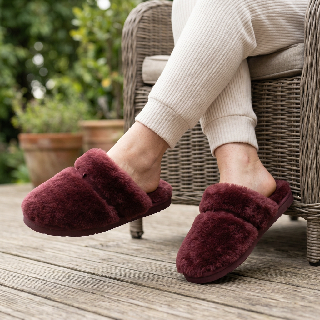 Cozy Sheepskin Winter Slippers for Women - Warm Indoor Fur Wool Slip-Ons
