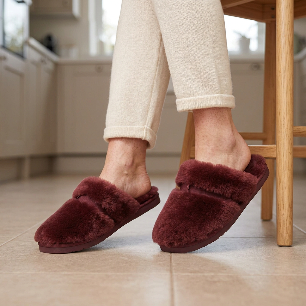 Cozy Sheepskin Winter Slippers for Women - Warm Indoor Fur Wool Slip-Ons