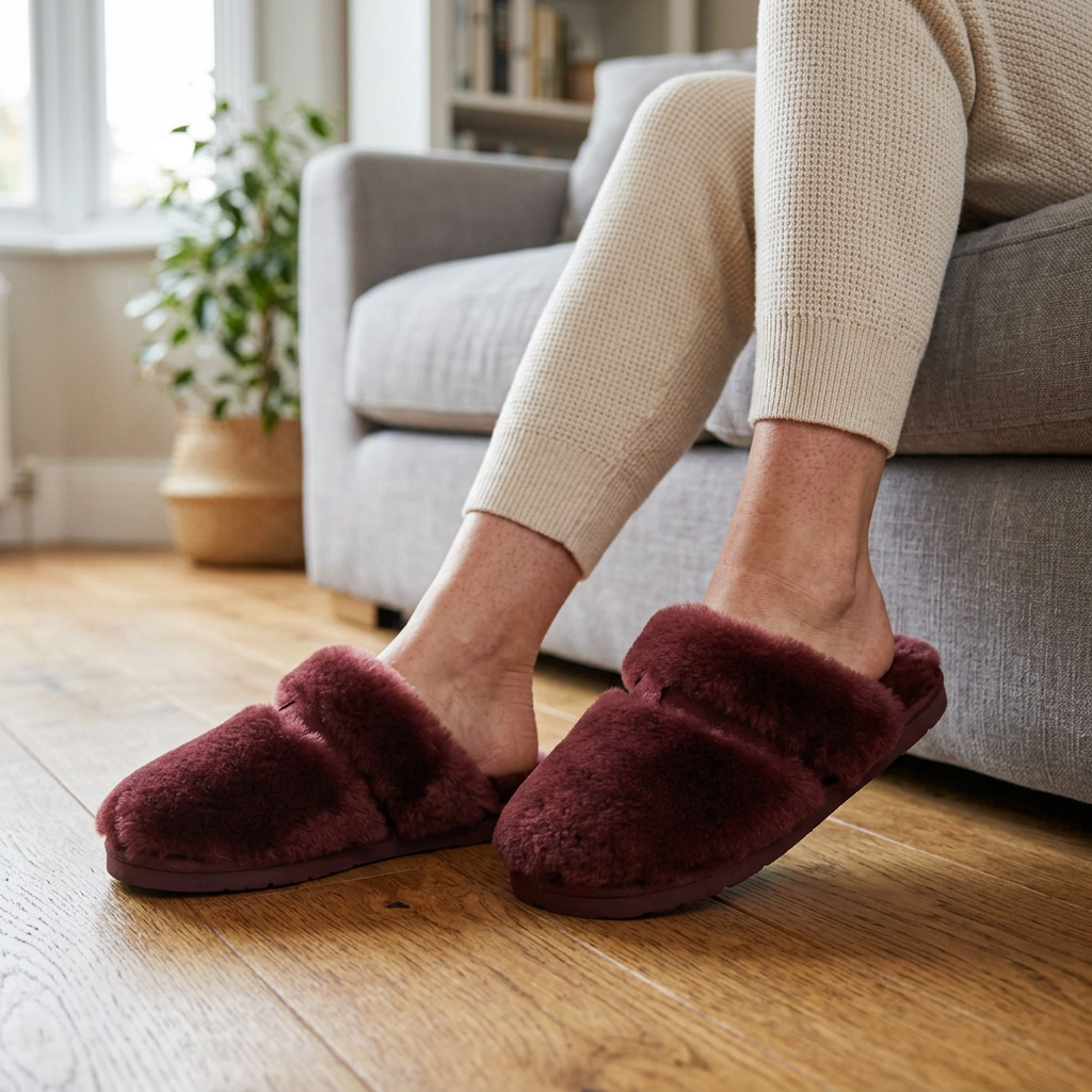 Cozy Sheepskin Winter Slippers for Women - Warm Indoor Fur Wool Slip-Ons