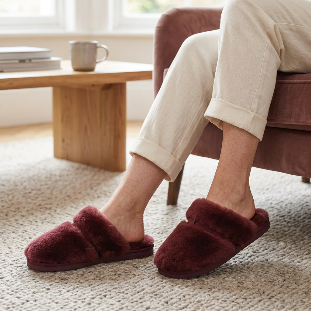 Cozy Sheepskin Winter Slippers for Women - Warm Indoor Fur Wool Slip-Ons