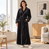 Men's Cozy Flannel Robe - Plush Coral Fleece for Ultimate Home Comfort