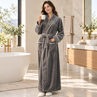 Men's Cozy Flannel Robe - Plush Coral Fleece for Ultimate Home Comfort