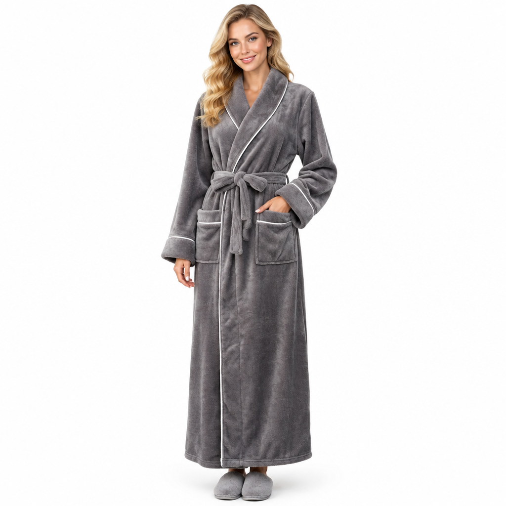 Men's Cozy Flannel Robe - Plush Coral Fleece for Ultimate Home Comfort