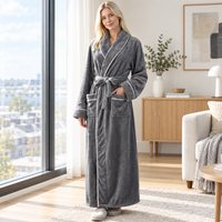 Men's Cozy Flannel Robe - Plush Coral Fleece for Ultimate Home Comfort