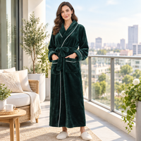 Men's Cozy Flannel Robe - Plush Coral Fleece for Ultimate Home Comfort