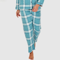 Women's Brushed Cotton Long Sleeve Wincey Pyjama Set Loungewear Spice red Ocean blue - SaneShoppe