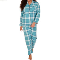 Women's Brushed Cotton Long Sleeve Wincey Pyjama Set Loungewear Spice red Ocean blue - SaneShoppe