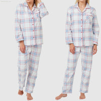 Women's Brushed Cotton Long Sleeve Wincey Pyjama Set Loungewear Spice red Ocean blue - SaneShoppe