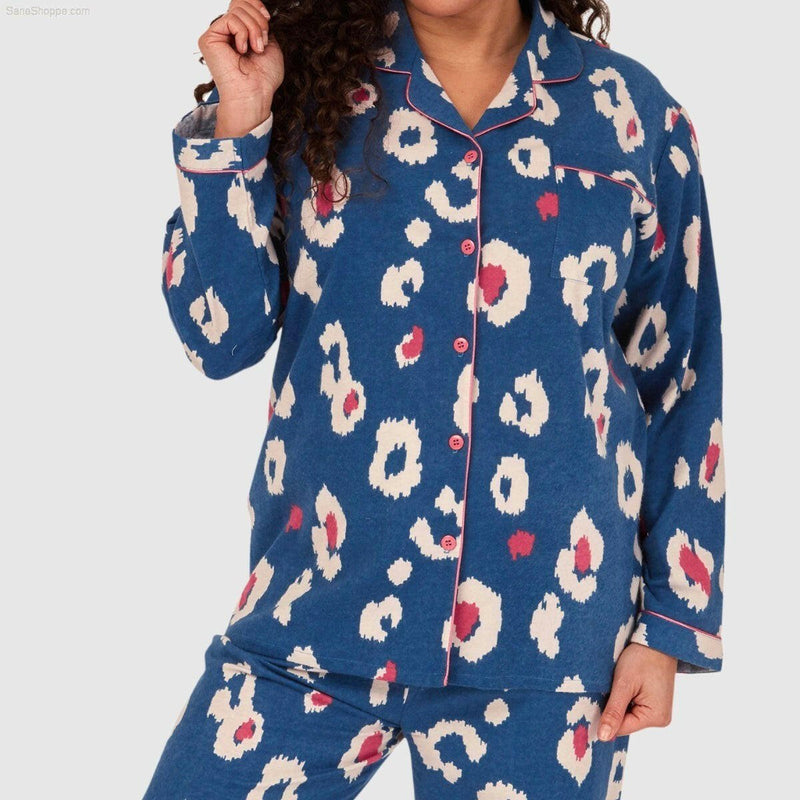 Women's Brushed Cotton Long Sleeve Wincey Pyjama Set Loungewear - SaneShoppe