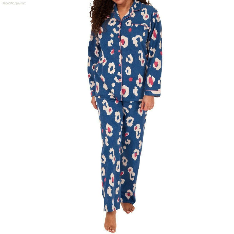 Women's Brushed Cotton Long Sleeve Wincey Pyjama Set Loungewear - SaneShoppe