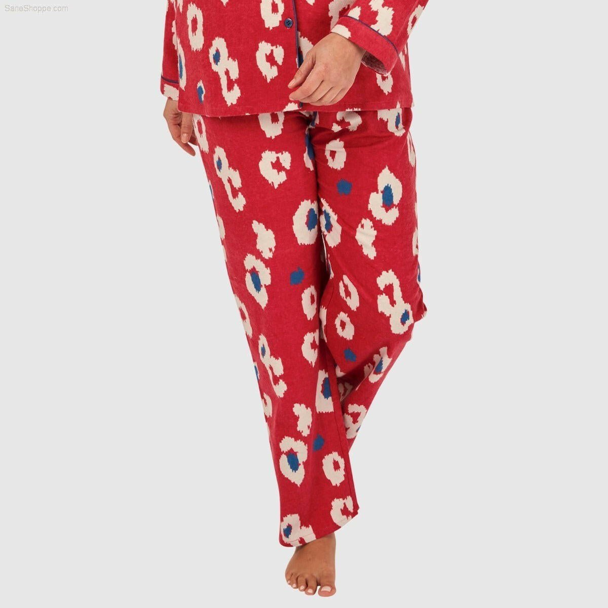 Women's Brushed Cotton Long Sleeve Wincey Pyjama Set Loungewear - SaneShoppe