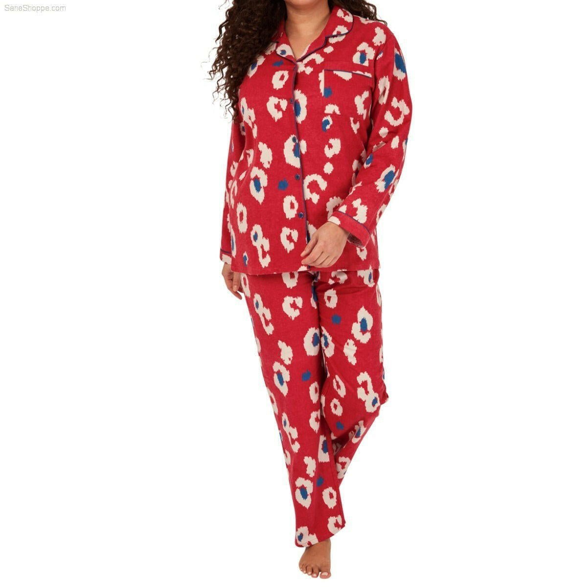 Women's Brushed Cotton Long Sleeve Wincey Pyjama Set Loungewear - SaneShoppe