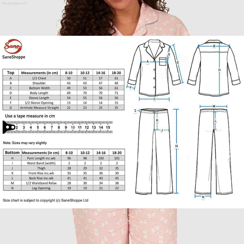 Women's Brushed Cotton Long Sleeve Wincey Pyjama Set Loungewear - SaneShoppe