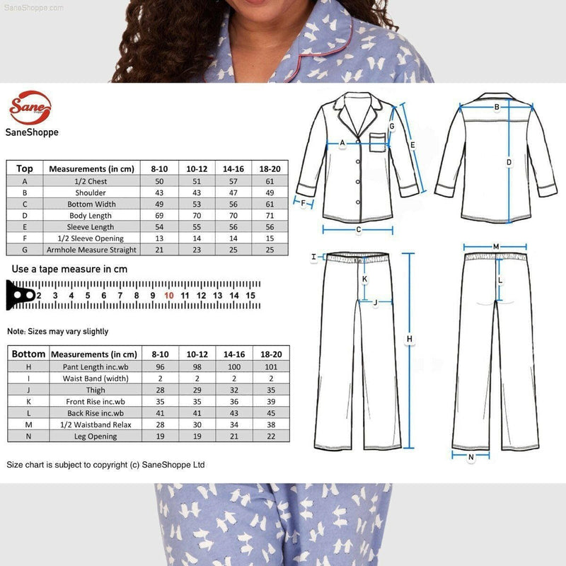 Women's Brushed Cotton Long Sleeve Wincey Pyjama Set Loungewear - SaneShoppe