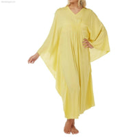 Women’s Cotton Kaftan Nightwear Lounger One Size, Lemon Yellow - SaneShoppe