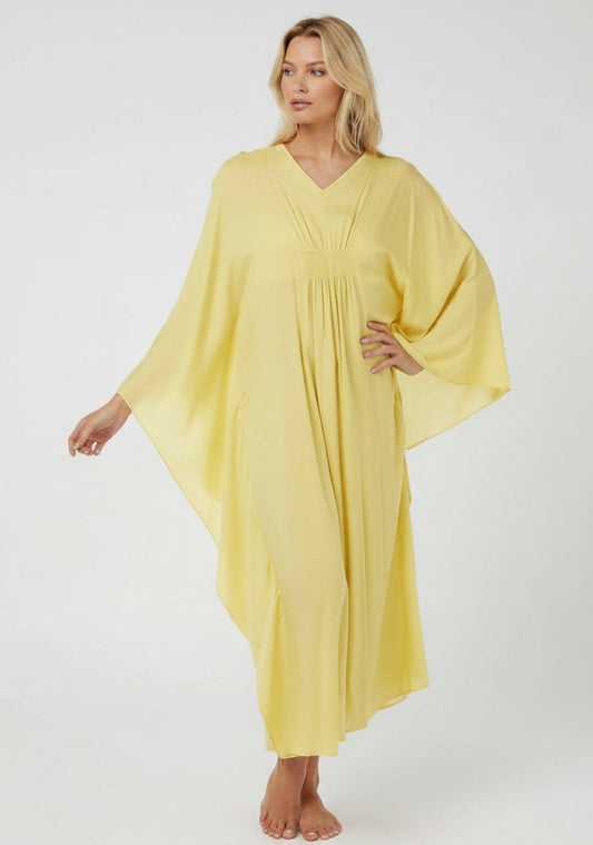 Women’s Cotton Kaftan Lounger One Size Lemon Yellow
