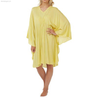 Women’s Cotton Kaftan Nightwear Lounger One Size, Lemon Yellow - SaneShoppe