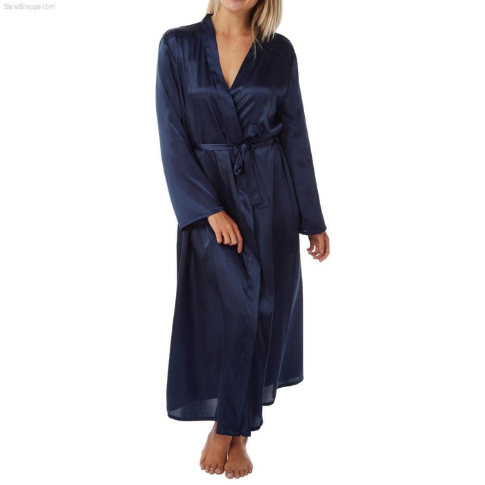 Women's Dressing Gown, Satin Kimono Silk Bathrobe Fushia and Navy - SaneShoppe