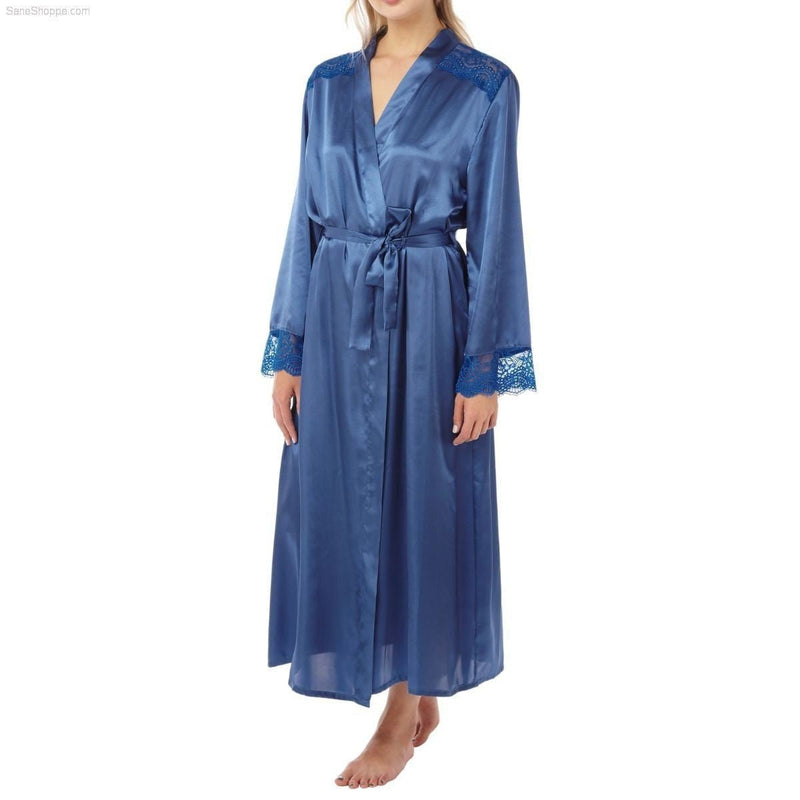 Women's Dressing Gown, Silk Bathrobe Satin Kimono Grape or Navy - SaneShoppe