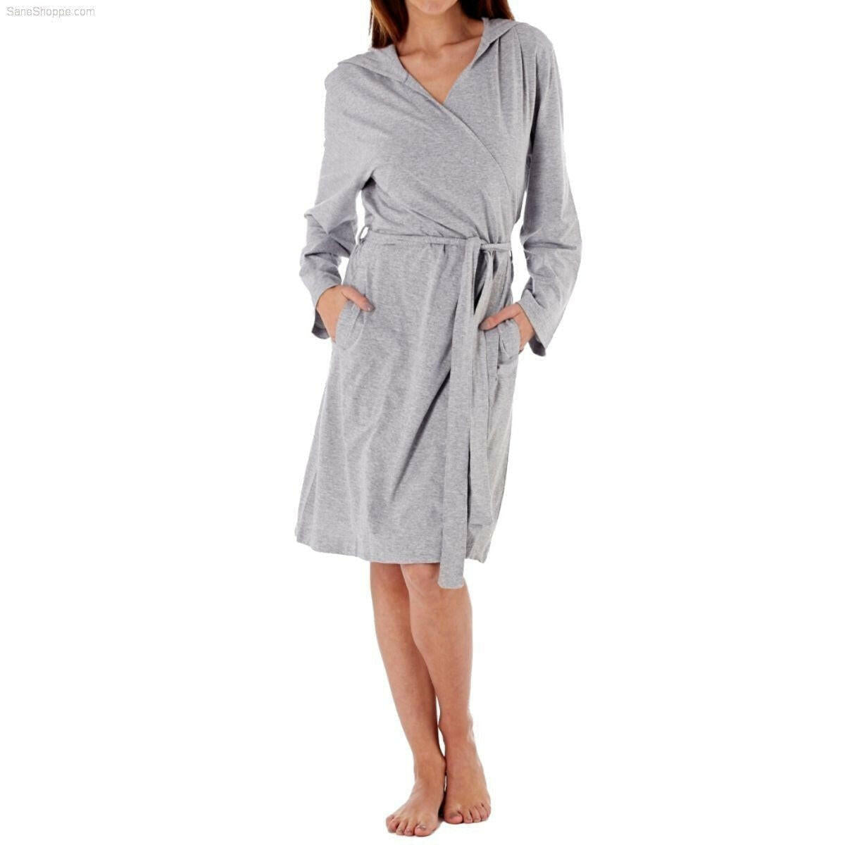 Women’s Jersey Hooded Robe Dressing Gowns with Live Laugh Love Print on Back - SaneShoppe