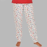 Women's Soft Thermal Fleece Pyjama Set, Long Sleeve Nightwear Spice red and Pale Turq - SaneShoppe