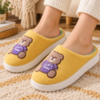 Step into Comfort with Cartoon Bear Woolen Slippers for Women