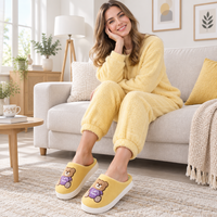 Step into Comfort with Cartoon Bear Woolen Slippers for Women